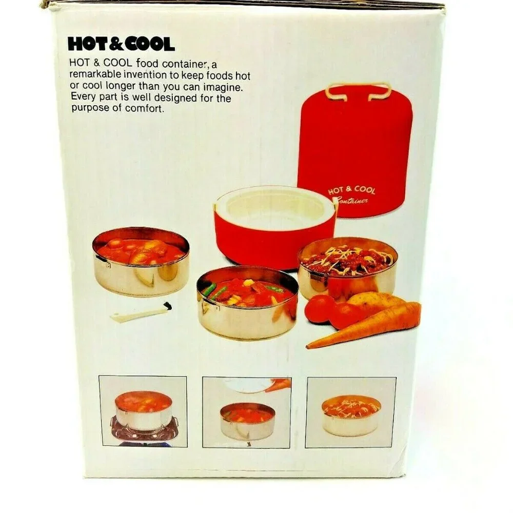 Vintage LILLIAN VERNON Hot & Cool 3 Metal Cooking Lunchbox Picnic Travel Kit